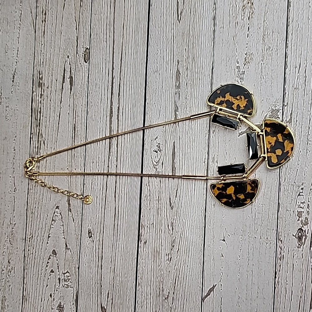 Talbots Gold Tone Tortoise Shell Statement Neckla… - image 3